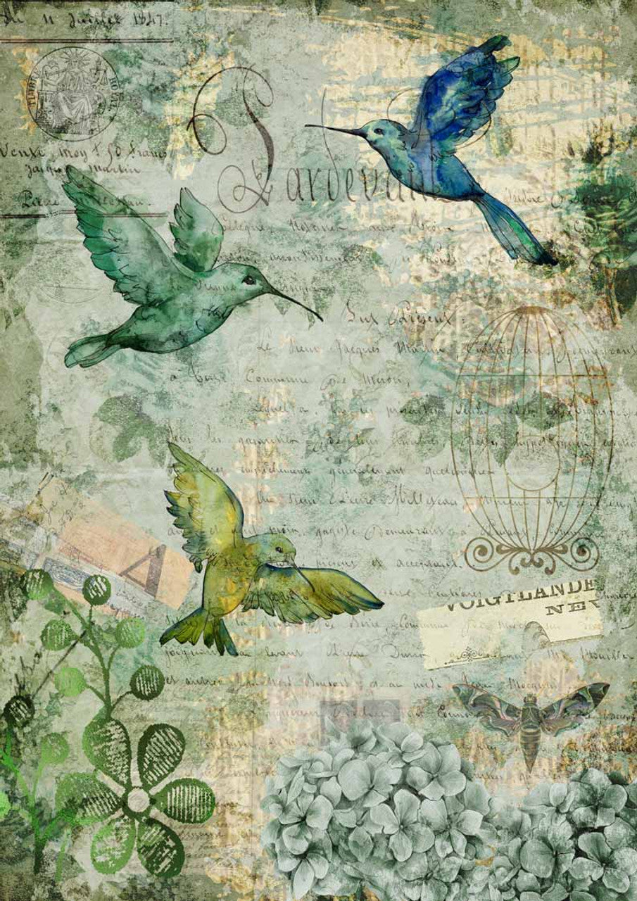 Afternoon Hummingbirds Decoupage Paper - A2