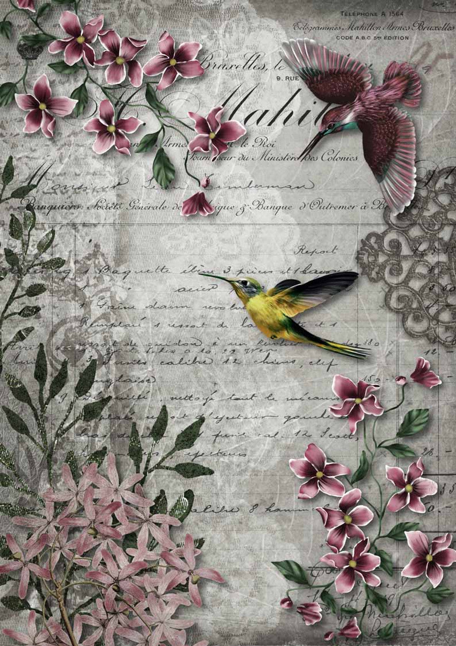 Hummingbird Song Decoupage Paper - A2
