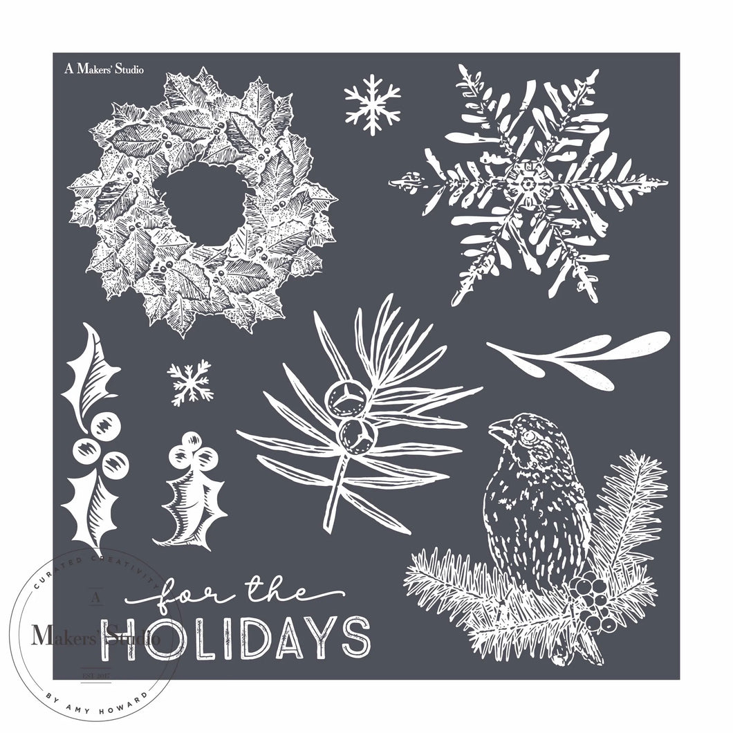 Mesh Stencil - Christmas Home - 12x12