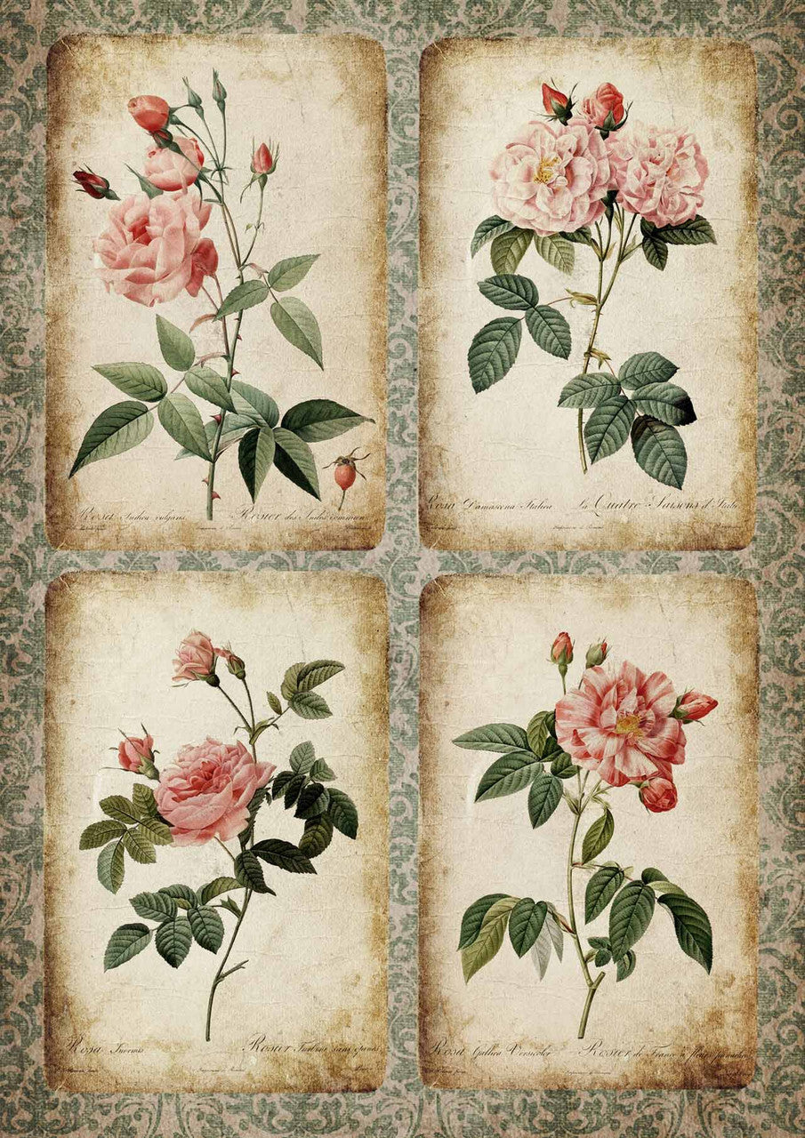 Rose Cards Decoupage Paper - A3