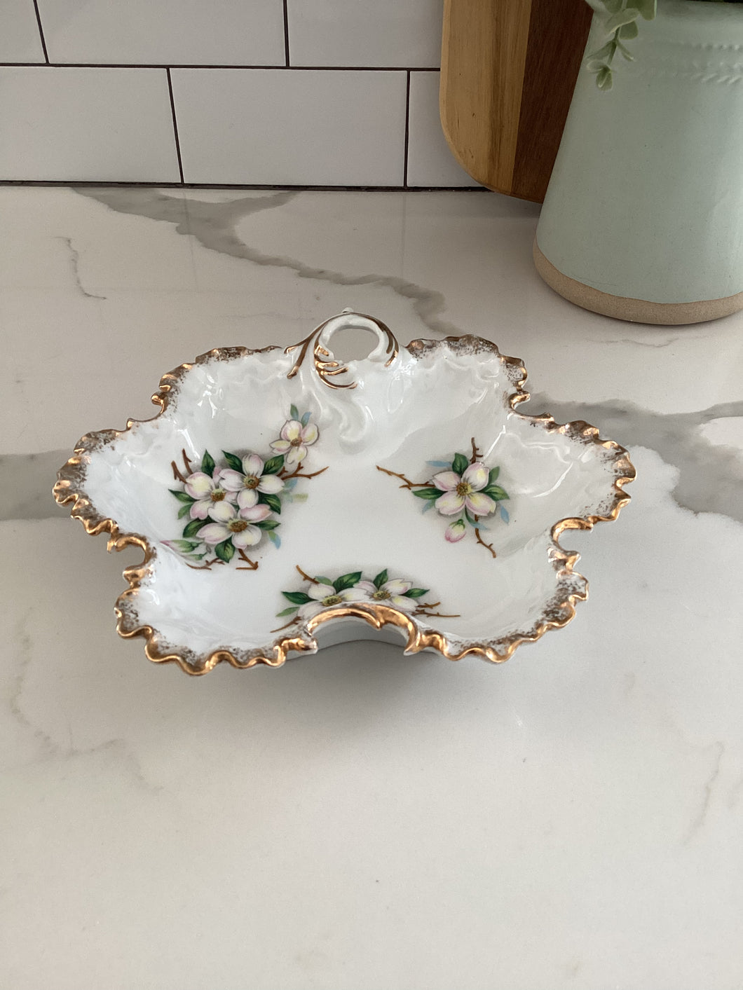 White Floral Candy Dish
